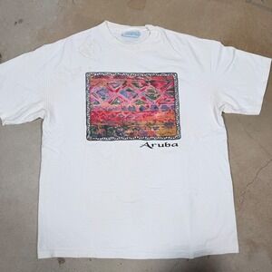 Vintage Cotton Connection Aruba Graphic‎ T Shirt Mens XL White